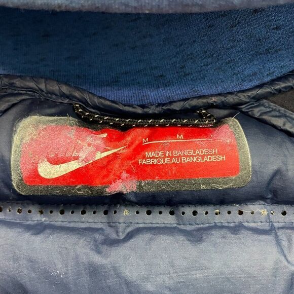 Nike Jacket Mens Medium Blue Tech Fleece Puffer Goose Down Hooded Zip - Picture 7 of 16